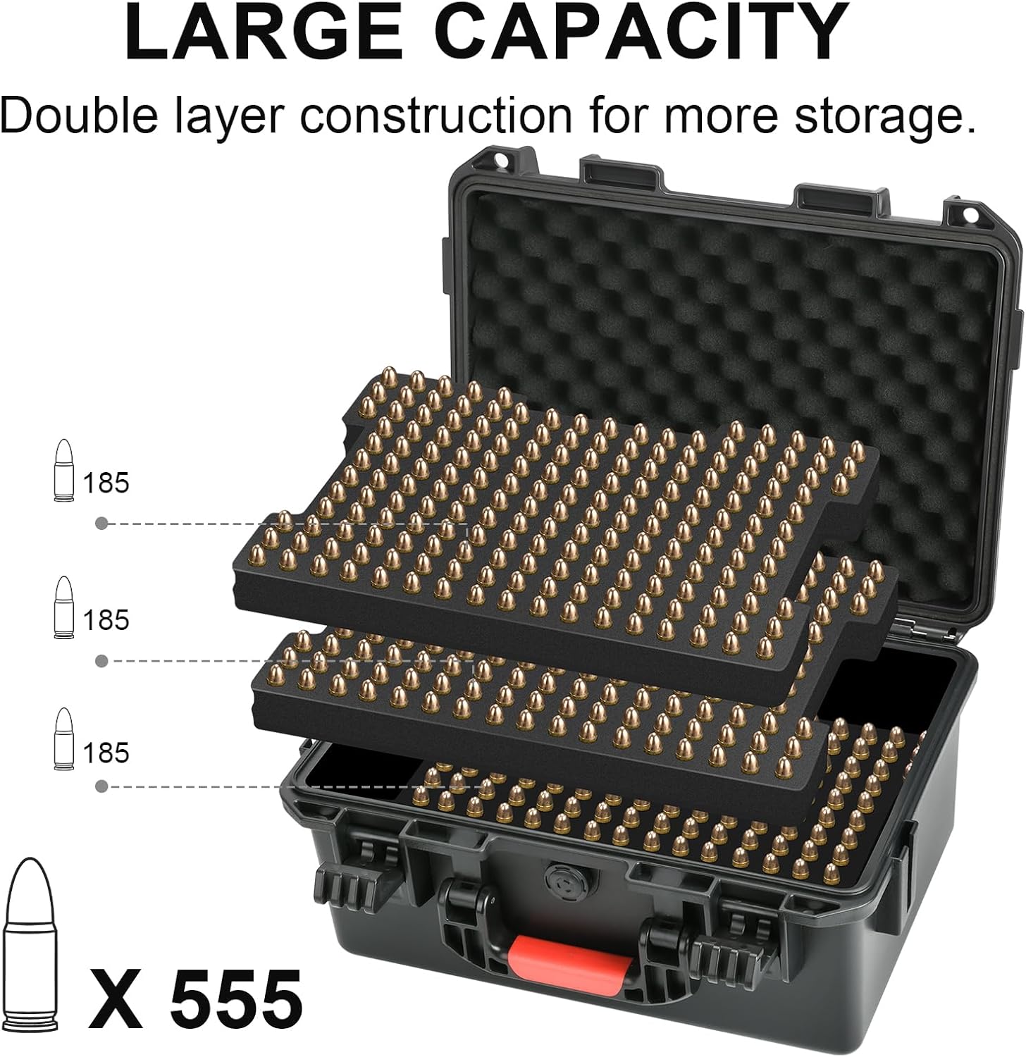 Handgun Case 4 Pistol Case & 17 Magazine 9mm Ammo Storage Box with Included Silica Gel Canister