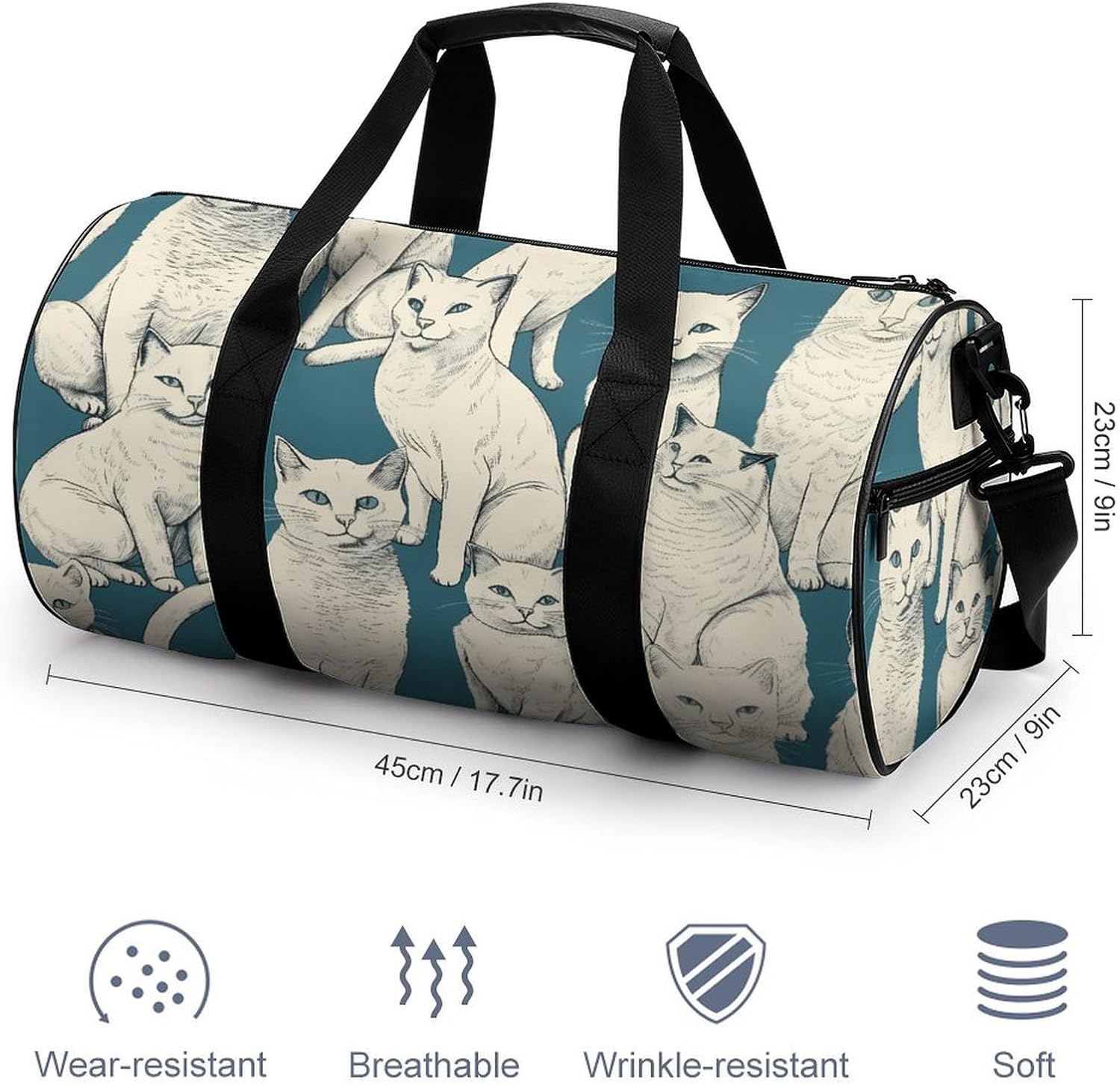 Animal Patterns Gym Bag Hand-held Fitness Bags Cylindrical Fitness Bag with Shoe Large Compartment Duffle Bags for Travel Sports Unisex image 2