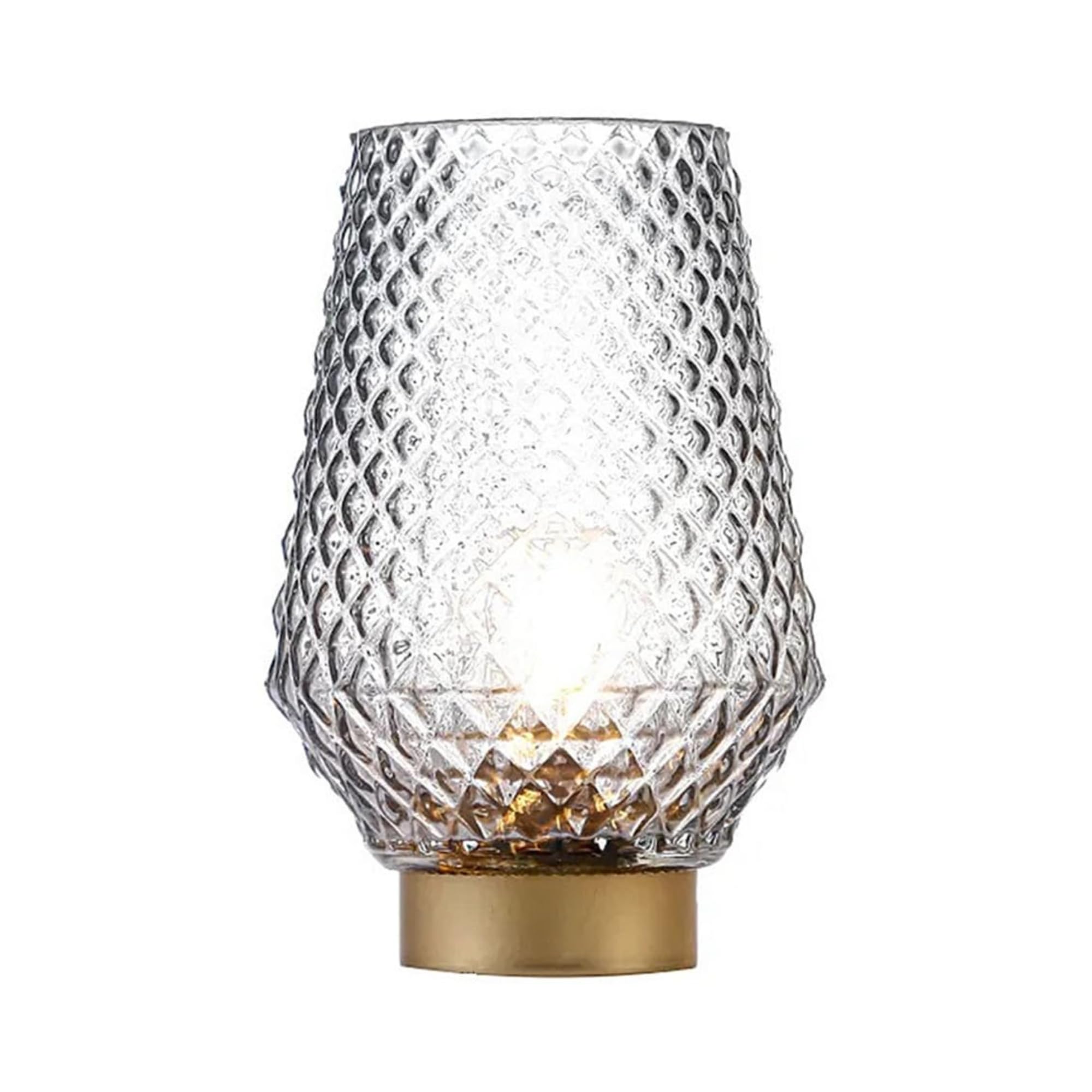 TRIXES Glass Faceted Battery Powered Lamp - Cordless Lamp - Stylish Home Decor for Bedroom, Living Room - Indoor & Outdoor