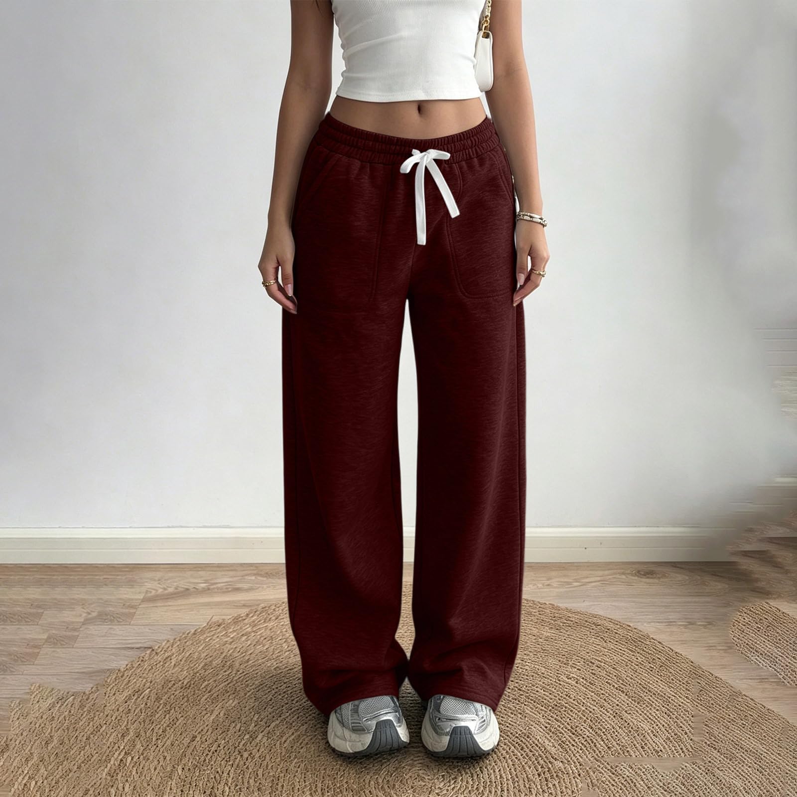 Leggins Schwarz Leichte Jogginghose Weite Hose Gym Hose Hohe Taille Dehnbar Lounge Elegante Hosen Weite Lose Weitbeinige Hose Mit Taschen Lang Traininghose Jogginghose