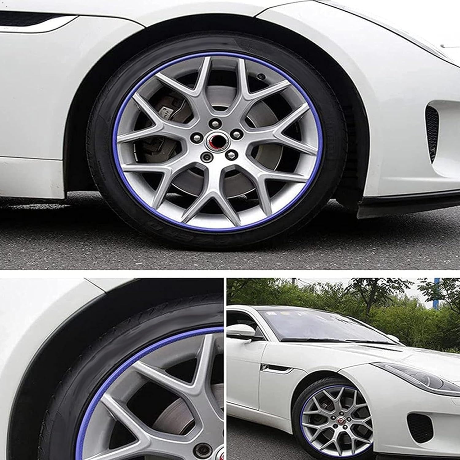 Wheels Rim Protectors,16-20" Car Rims Edge Trim Protector Wheel Protection Ring, Alloy Wheel Edge Ring Rim Protectors Tyres Tire Guard Set of 4, Anti-Scratch Car Refit Trims Kit(Black,17 inch)