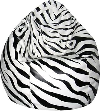 Bean Bag Chair Cover. Without Beans. Cover OnlyL, Zebra WhiteFaux Leather