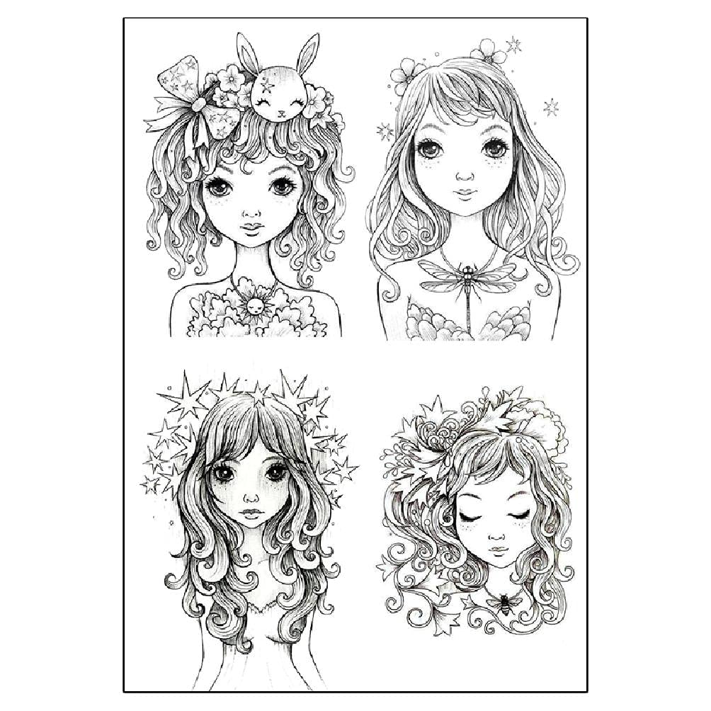 Silicone Scrapbooking Clear Stamp Set DIY Printing Girl Character Stamp for Album Paper Card Making Clear Stamps for Crafts Card Making