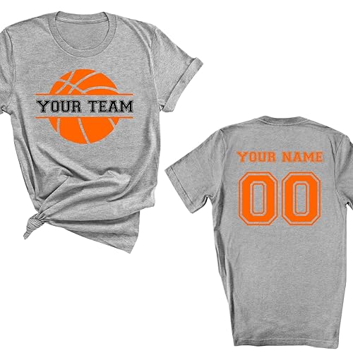 Miniatura 5 de Custom Name and Team Name Number Double Sided Basketball Team Shirt, Custom Name and Number with Basketball Logo Shirt