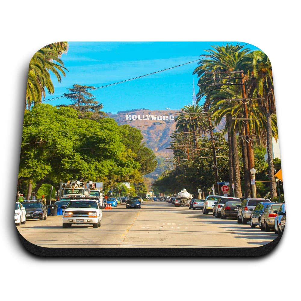 Destination Vinyl Ltd Multicolor 1 X Square Mdf Fridge Magnet - Hollywood Sign 3856