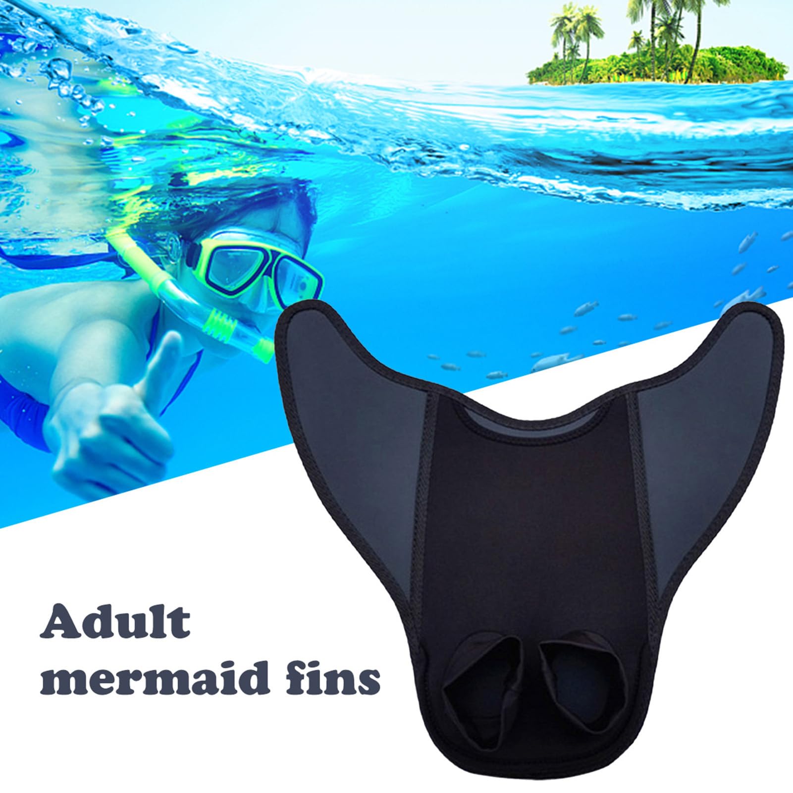 Aletas De Natación Piscina, 48x44cm Aletas De Natación Sirena Para Adultos, Diseño De Sirena Ajustable, Monoalina De Entrenamiento Para Adultos, Equipo De Buceo Profesional Con Snorkel
