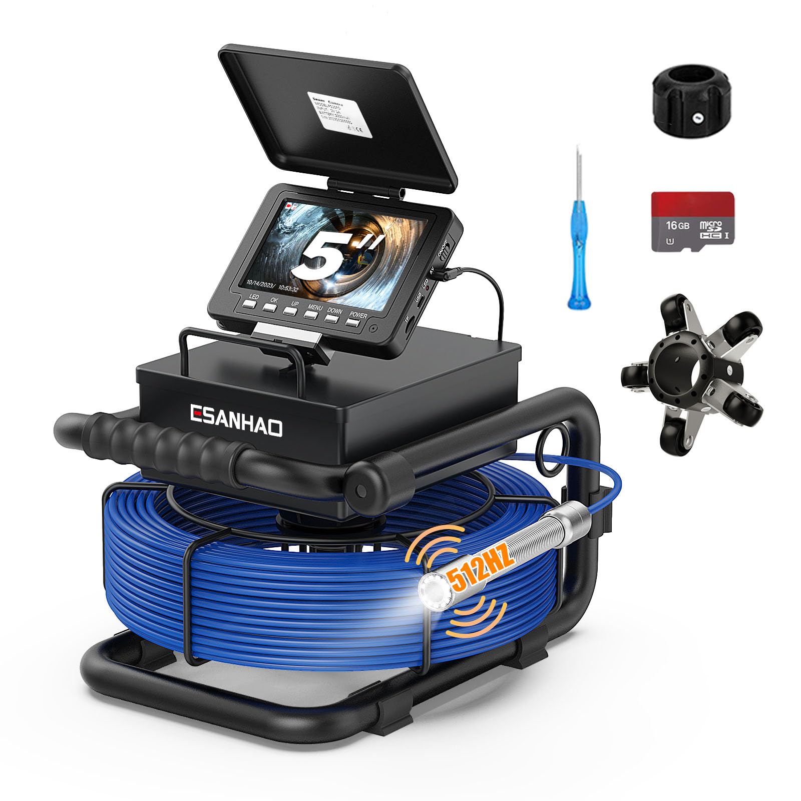 Telecamera Endoscopica Professionale Per Ispezione Tubi - 5'' LCD, Impermeabile IP68, Con Trasmettitore 512Hz - Foto 6