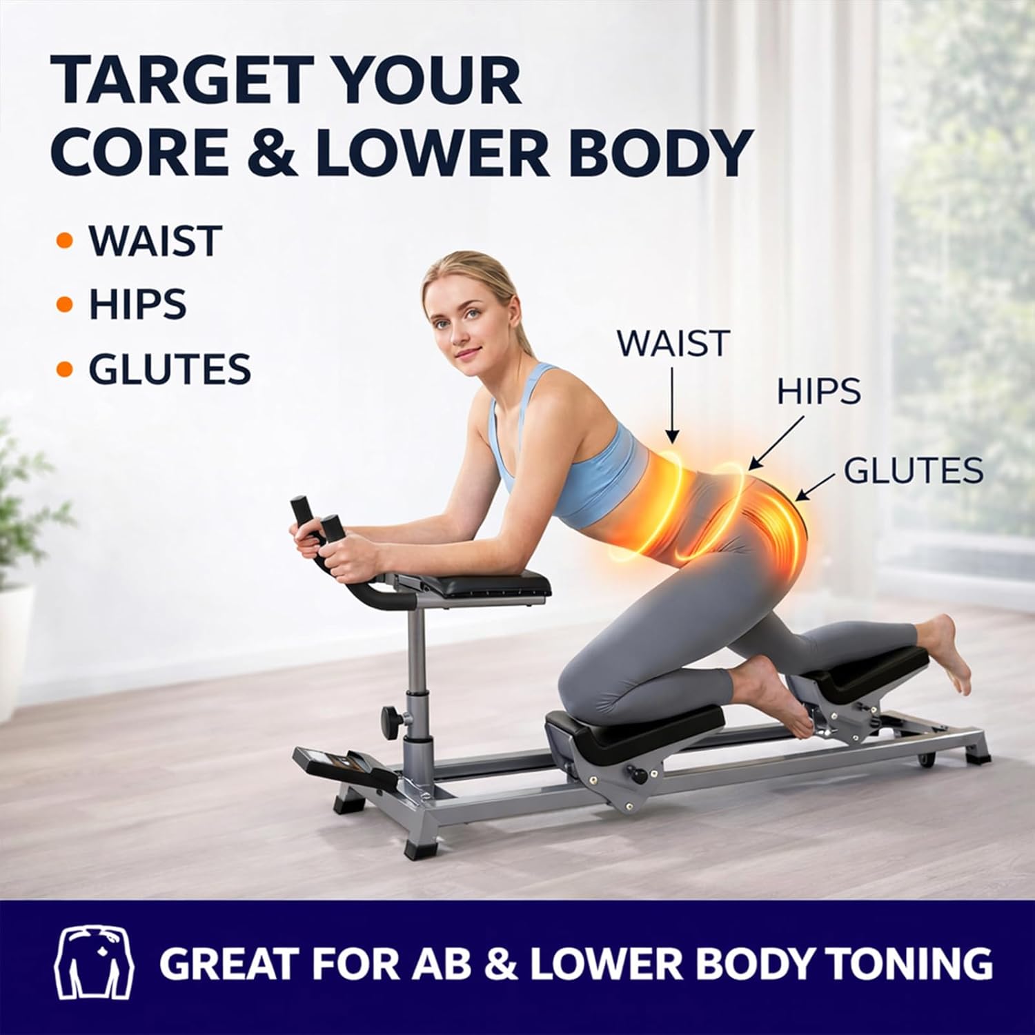 Core Twist Workout Machine for Home Gym, Full Body Ab Trainer with 5-Level Height Adjustment, Soft Knee Pads and Elbow Support, 330LB Capacity