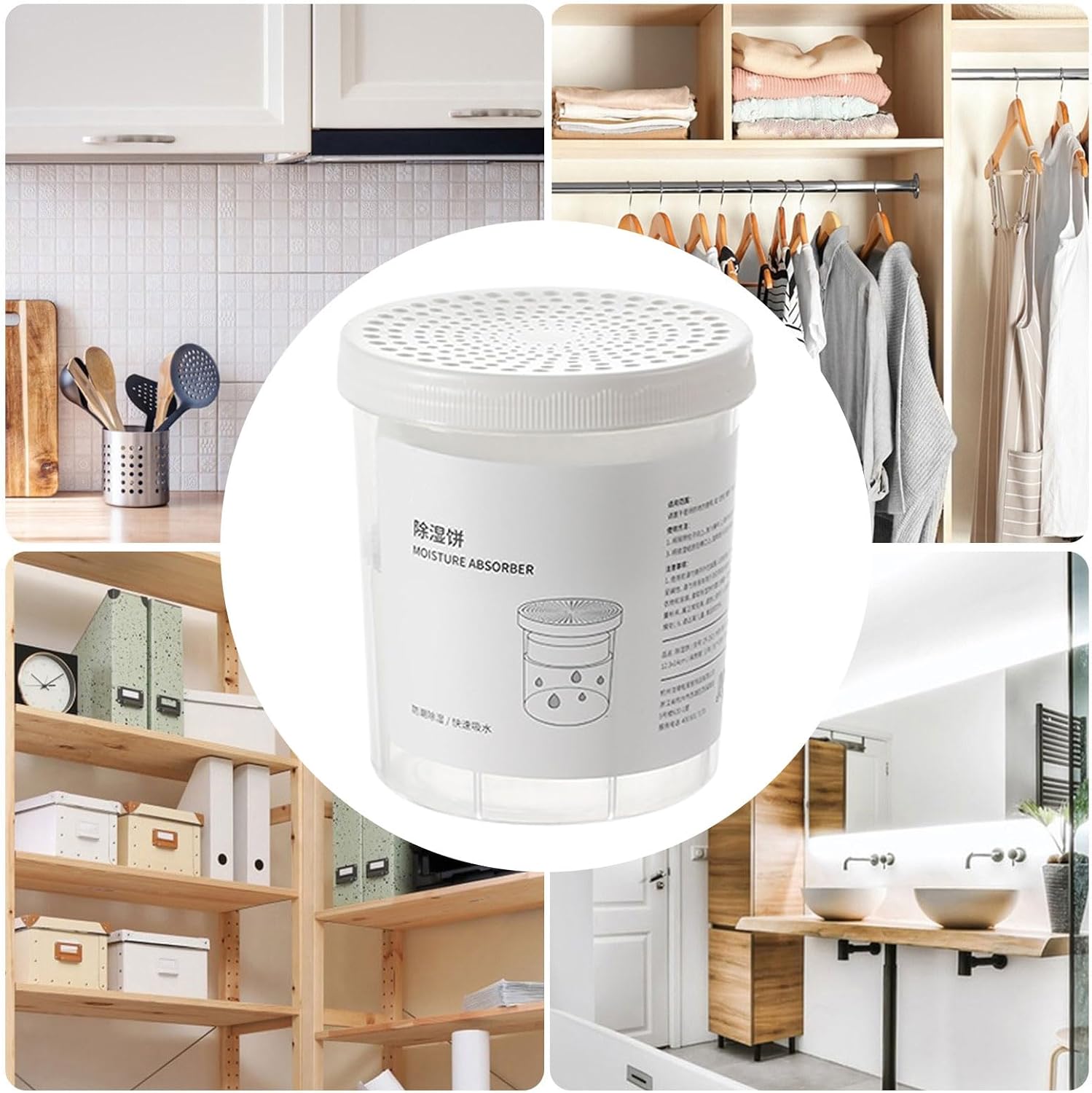 Moisture Absorbers - Dehumidifier for Closet, Closet Humidity Absorber Boxes,Leak-Proof Dehumidification Supplies for Car Bedroom Room Bathroom Kitchen Home Garage
