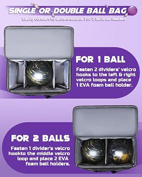 2 Ball Bowling Bag with Wheels Convertible Bowling Roller Bag for 1 or 2 Balls Bowling Equipment Bag with Shoe Bag EVA Foam Ball Cup Rolling Tote for Bowling Accessories Bowling Gifts for Youth Adults