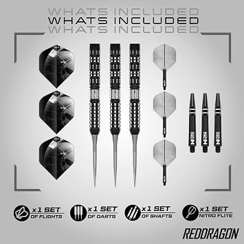 RED DRAGON Darts - Recon Original | Recon Switch Points - 90% Tungsten Darts Set - Nitro Flite Integrated Flight/Shaft, Dart Flights & Stems |Available 21g, 22g, 23g, 24g & 25g - Professional Dart Set