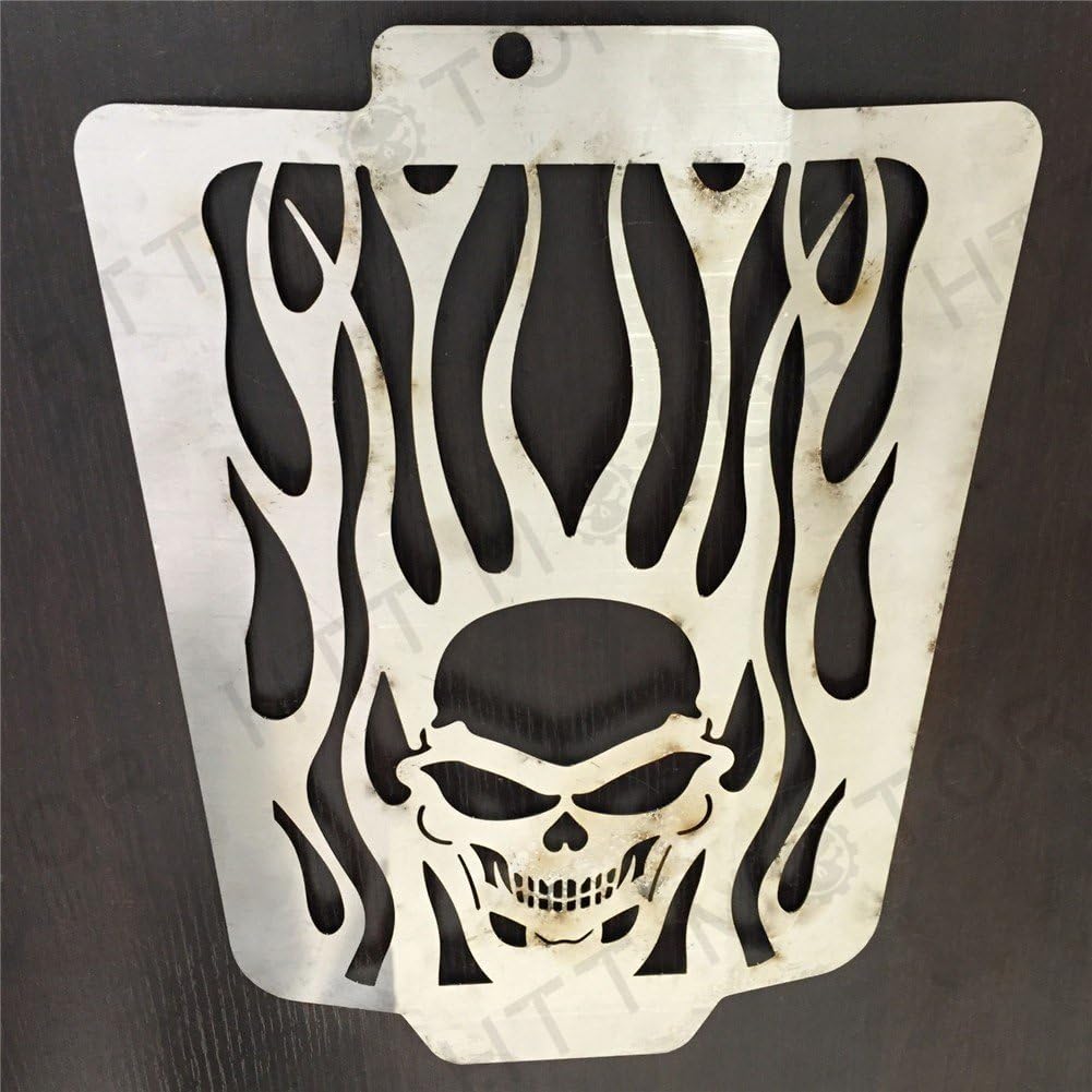 SMT-Skull Flame Radiator Grille Cover Guard Protector Compatible With Suzuki Boulevard M109 Moto [B00XOHY28M]