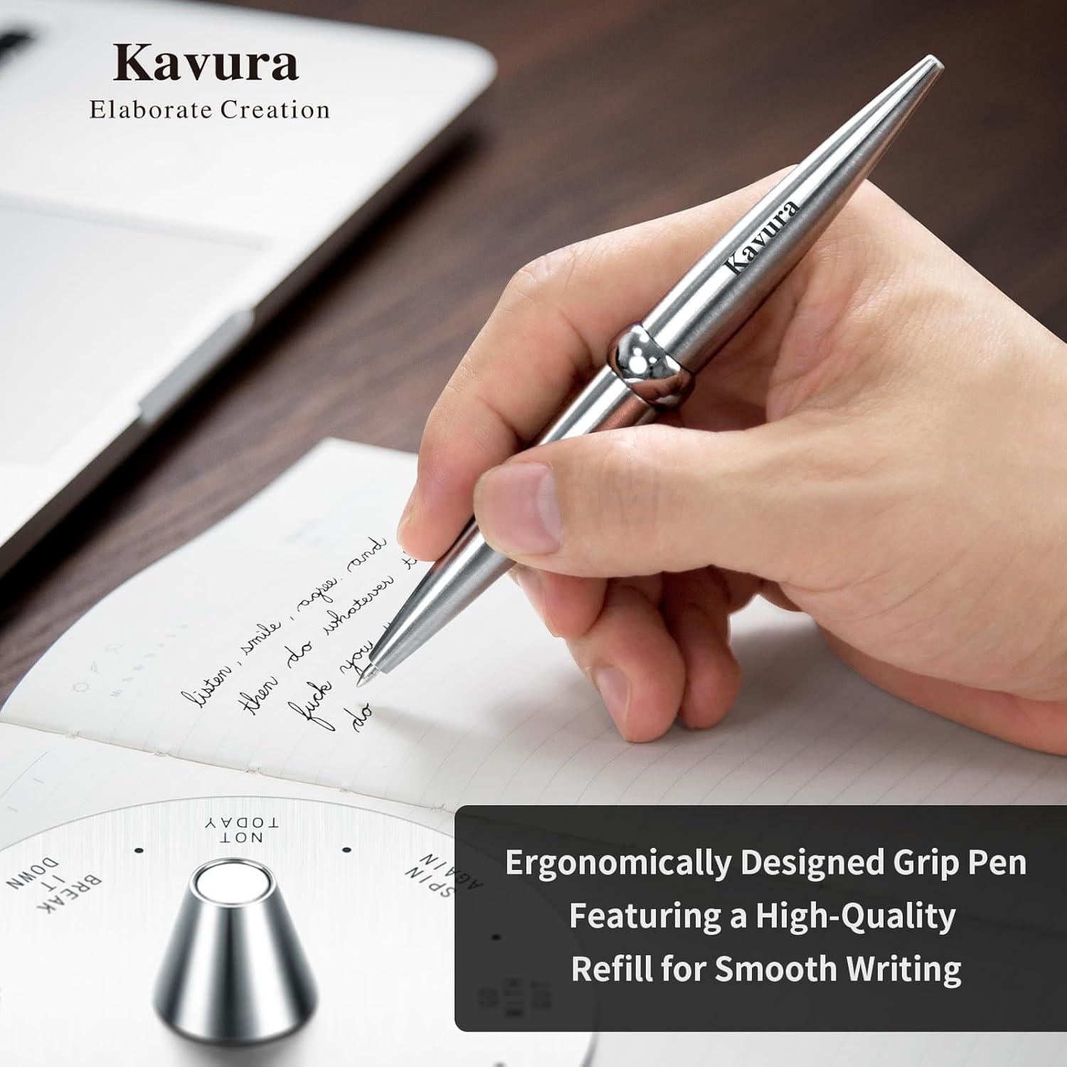 Spin Decision Pen – CNC-Machined 316L Stainless Steel Fidget Pen with Magnetic Stand | Smooth Writing Gel Ink | Stress Relief & Decision Maker |Office Desk Gift for Professionals