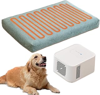Pet Bed Cooling System, Consistent Warm and Cold Water Pad, No Electric Shock or Chemical Gel Needed, Machine Washable Bed, Ideal for Home and Crates (Cooling & Heating Green, 41