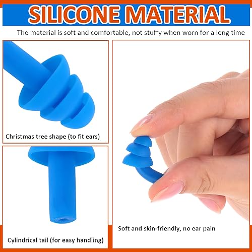 Miniatura 3 de Xuhal 200 pares de tapones para los oídos con cable de silicona con cable envueltos individualmente, tapones para los oídos reutilizables con