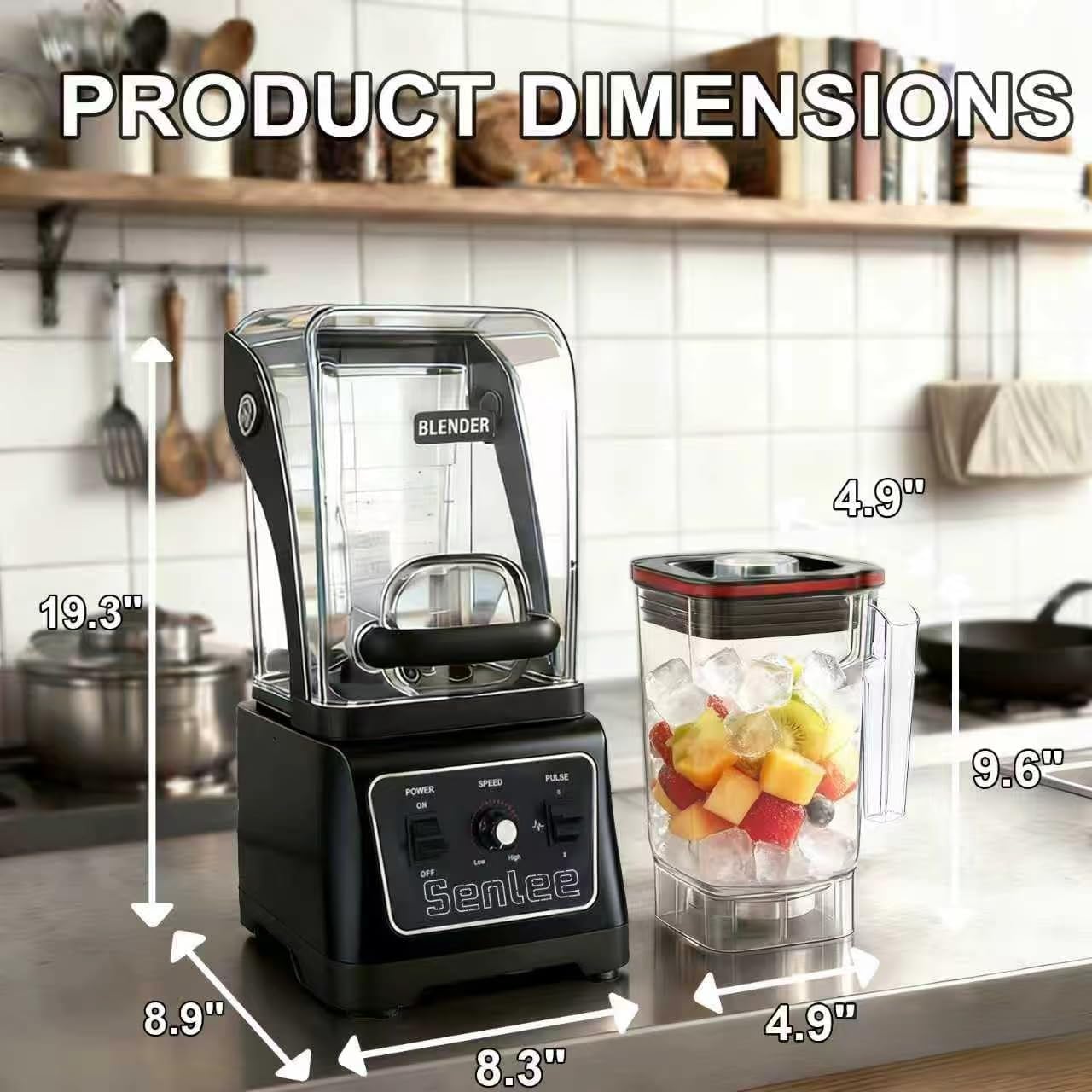 Heavy-Duty 2200W Commercial Blender - 64oz BPA-Free Jar, Quiet Shield