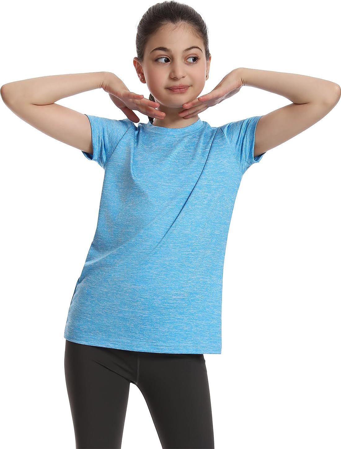 5 Pack Girls Athletic Shirts Short Sleeve Dry Fit Sports T-Shirts Crew Neck Activewear Tees Tops for Kids Teens - Image 5