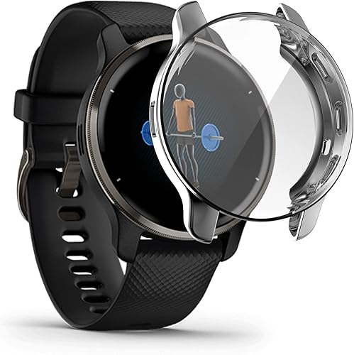 Miniatura 8 de FitTurn Funda protectora de pantalla compatible con Garmin Venu 2 Plus Watch de TPU delgada marco de metal chapado en color cobertura completa 3D