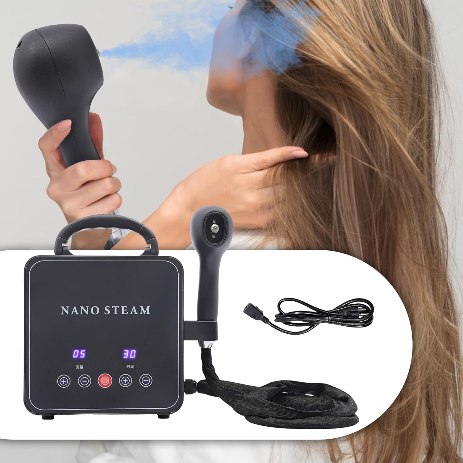 4-in-1 Spray Hair Treatment Machine, Portable Multi-Functional Hair Nano Perm, Hair Color Processor Hair Salon Steamer Salon Machine, Adjustable Spray Volume for Deep Conditioning with Screen Display