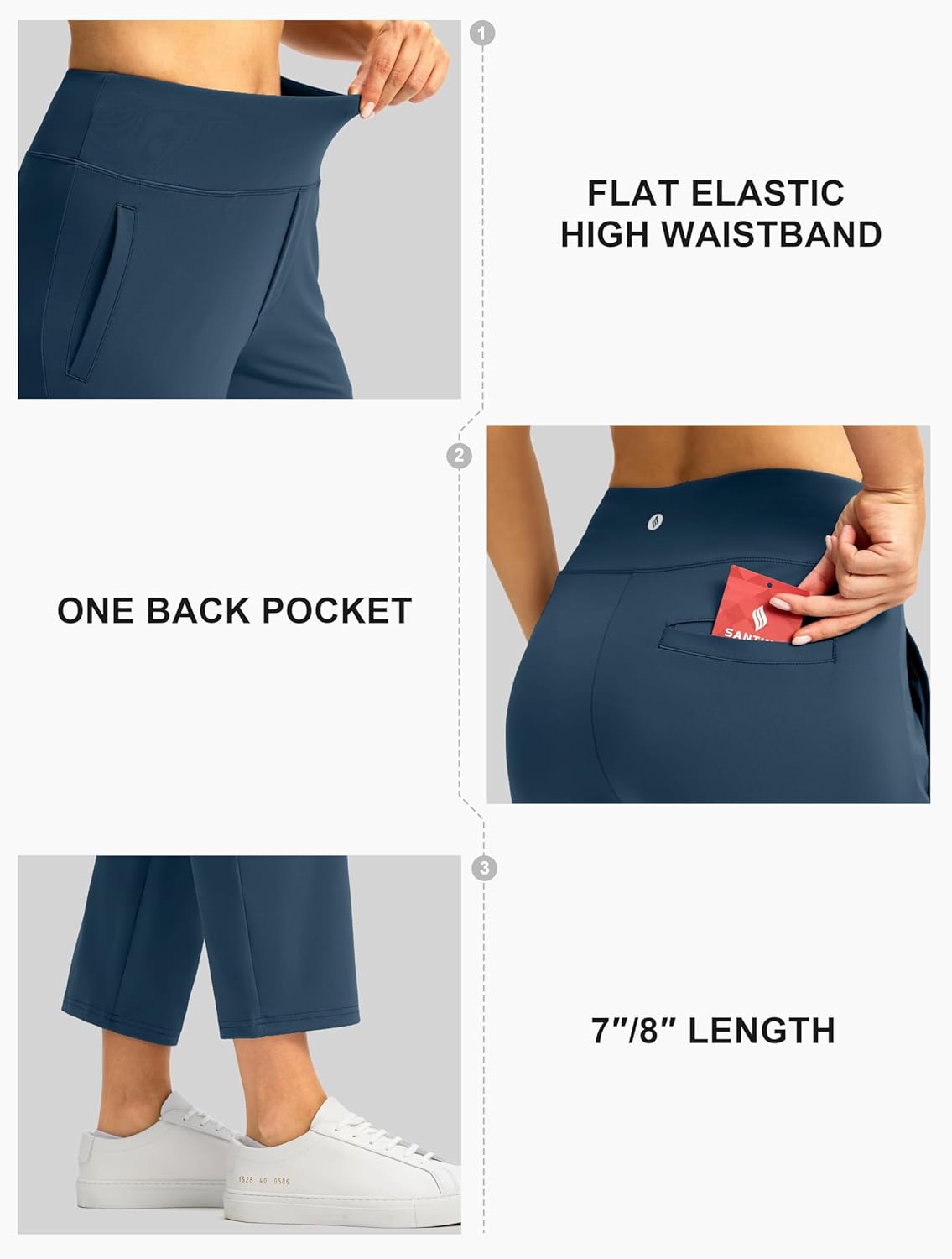 SANTINY Women's Pants with 3 Pockets 7/8 High Waisted Stretch Ankle Pants for Women Golf Casual Travel Athletic Work - Image 4