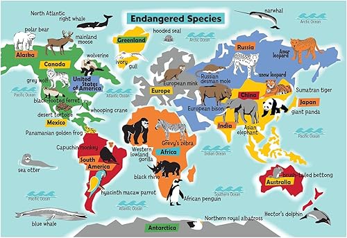 Miniatura 2 de Smithsonian Rompecabezas de descubrimiento de especies en peligro de extinción de 100 piezas de 13" x 19"