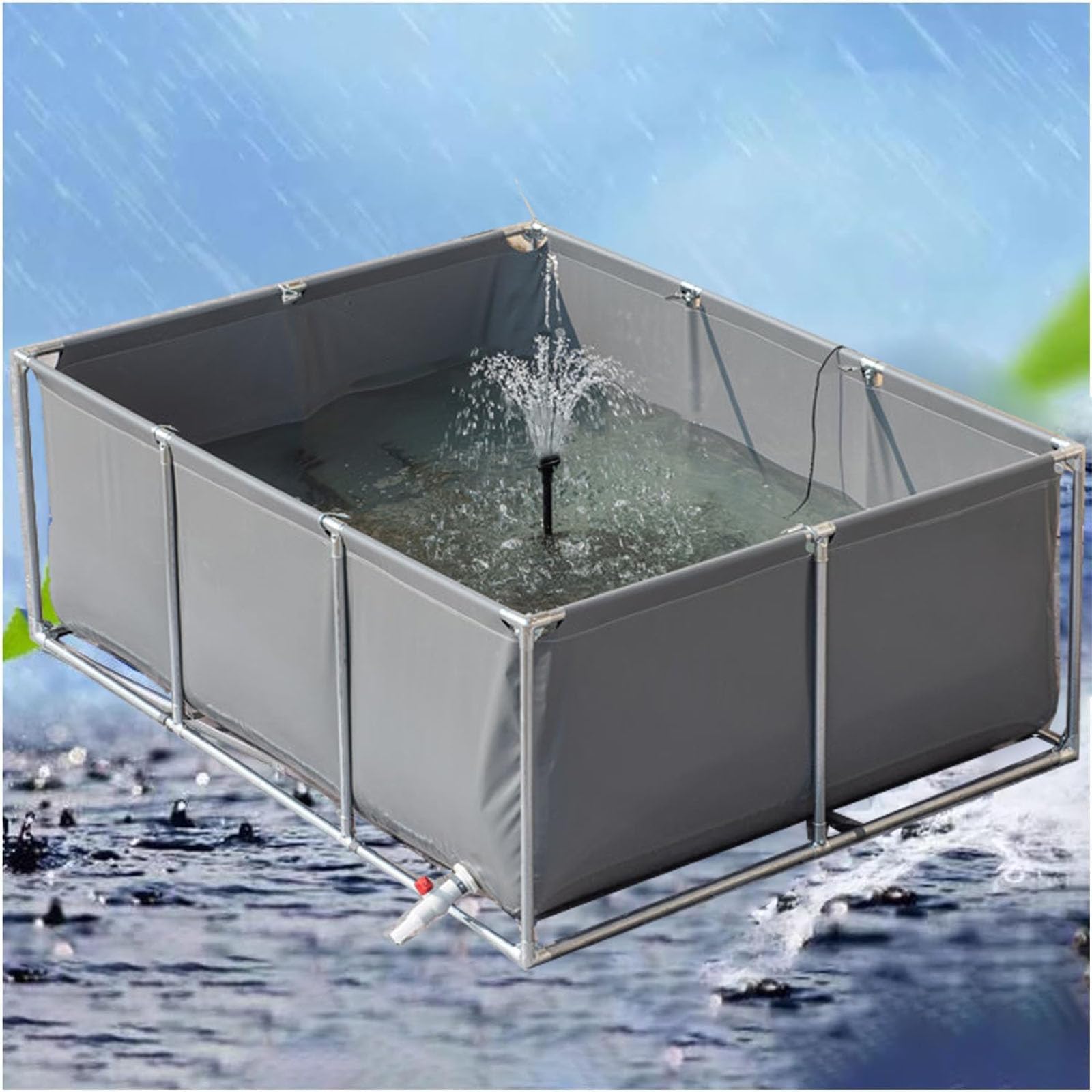 Aquarium Pool Multifunctional Durable Tear Resistant PVC Canvas Ponds With Drain Valve Temporary Holding Tank For Saltwater Fish Tarp Water Storage Pool,02,100 * 100 * 40cm