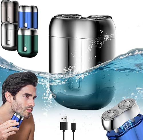 Miniatura 5 de Maquinilla de afeitar eléctrica recargable impermeable, Ipx-7 impermeable, mini afeitadora eléctrica portátil, mini afeitadora eléctrica portátil