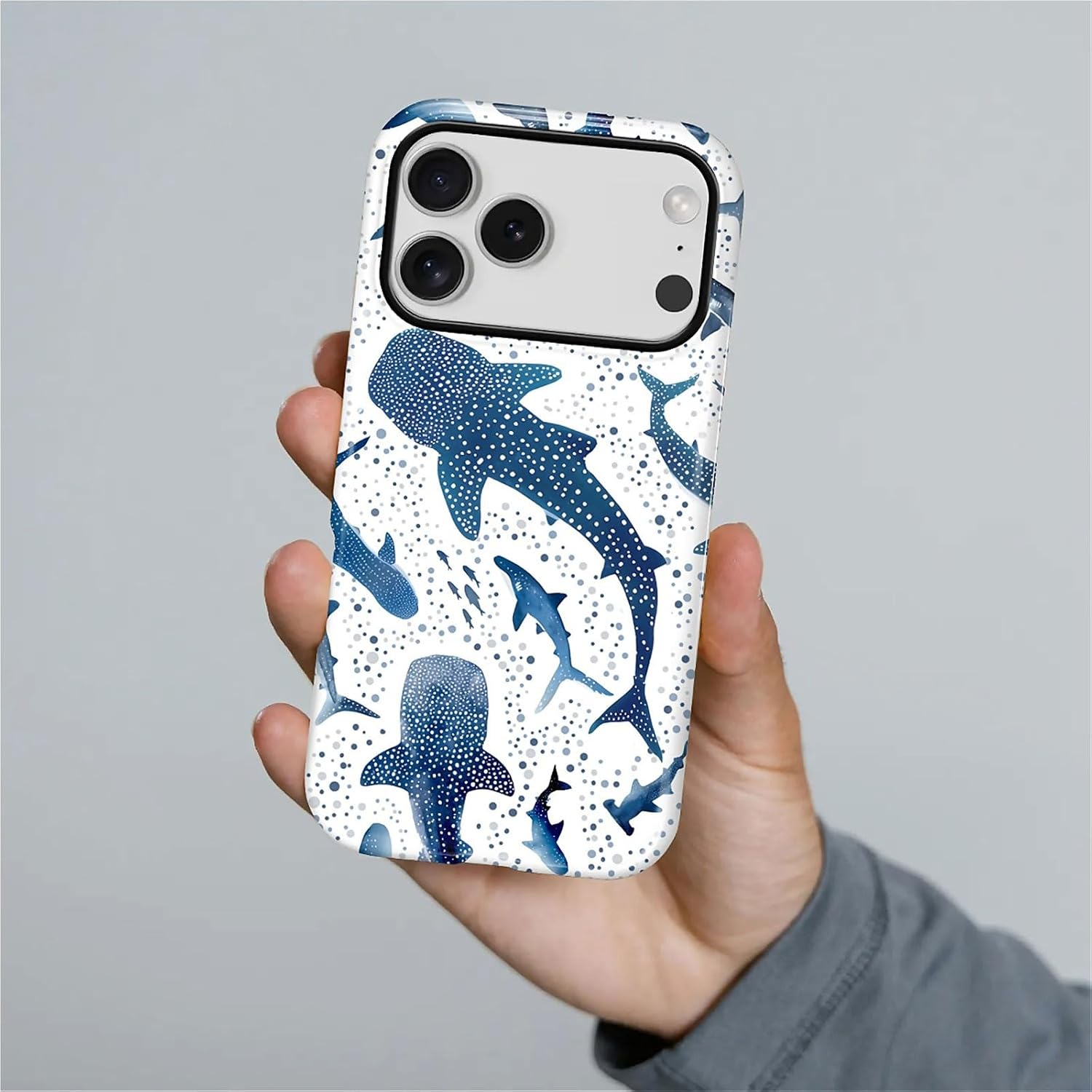 Case Compatible with iPhone 17 Pro Max,Double Layer Protection, Matte Finish, Anti-Drop and Anti-Fingerprint Armor -Collage Blue Whales and Sharks image 5