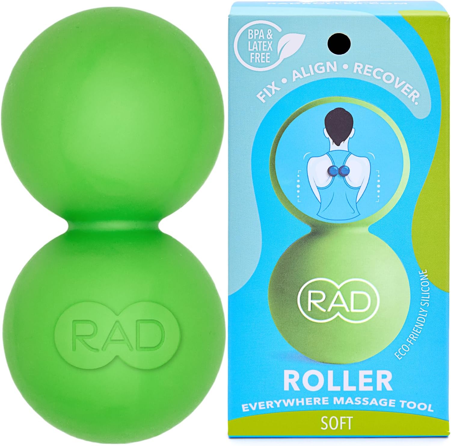 RAD Roller Soft I Myofascial Release Tool I Low Density I Self Massage Mobility and Recovery I Green