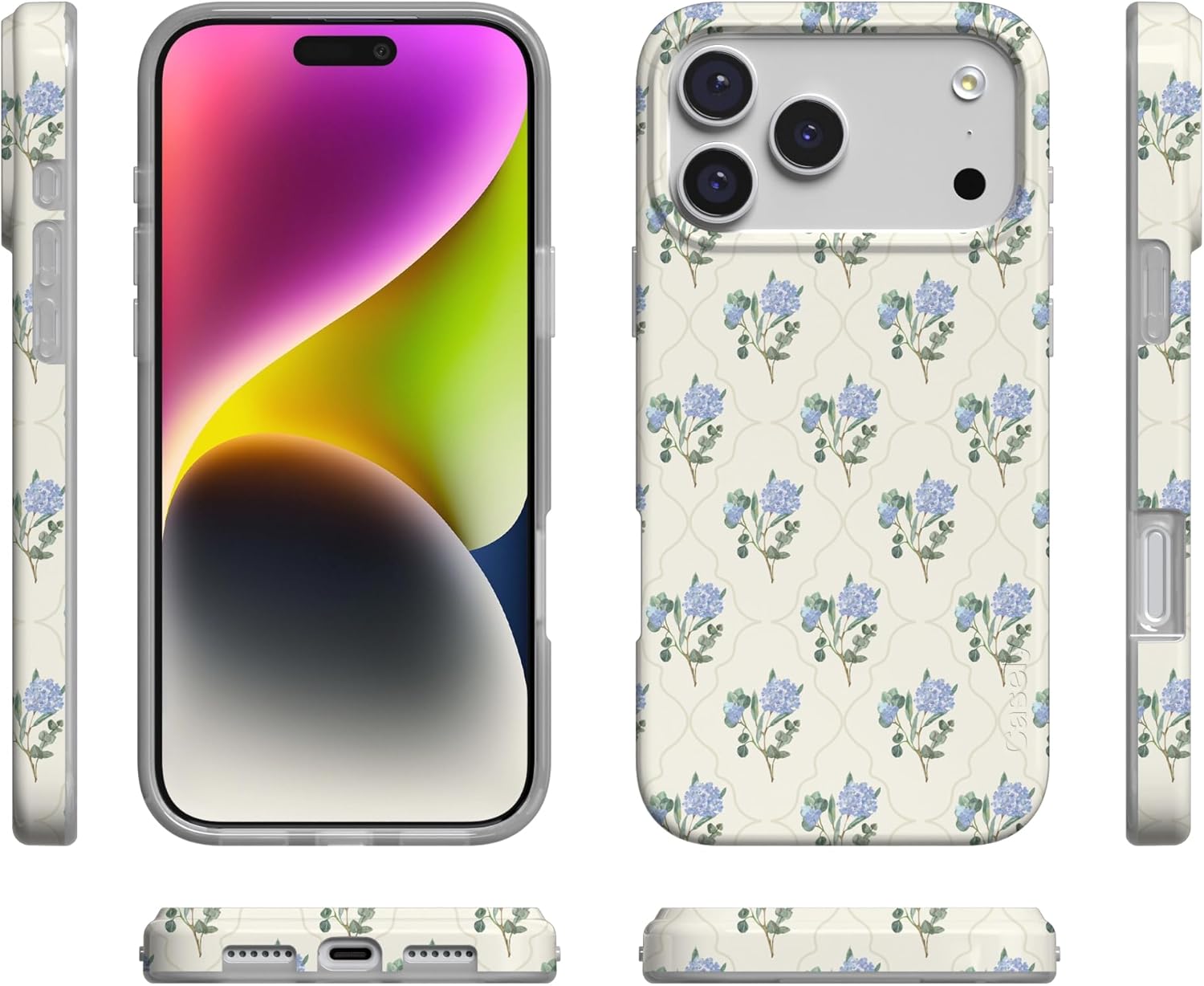 Casely iPhone 17 Pro Max Case | Vintage Garden | Blue Hydrangea | Compatible with MagSafe | Classic Ultra Slim Design
