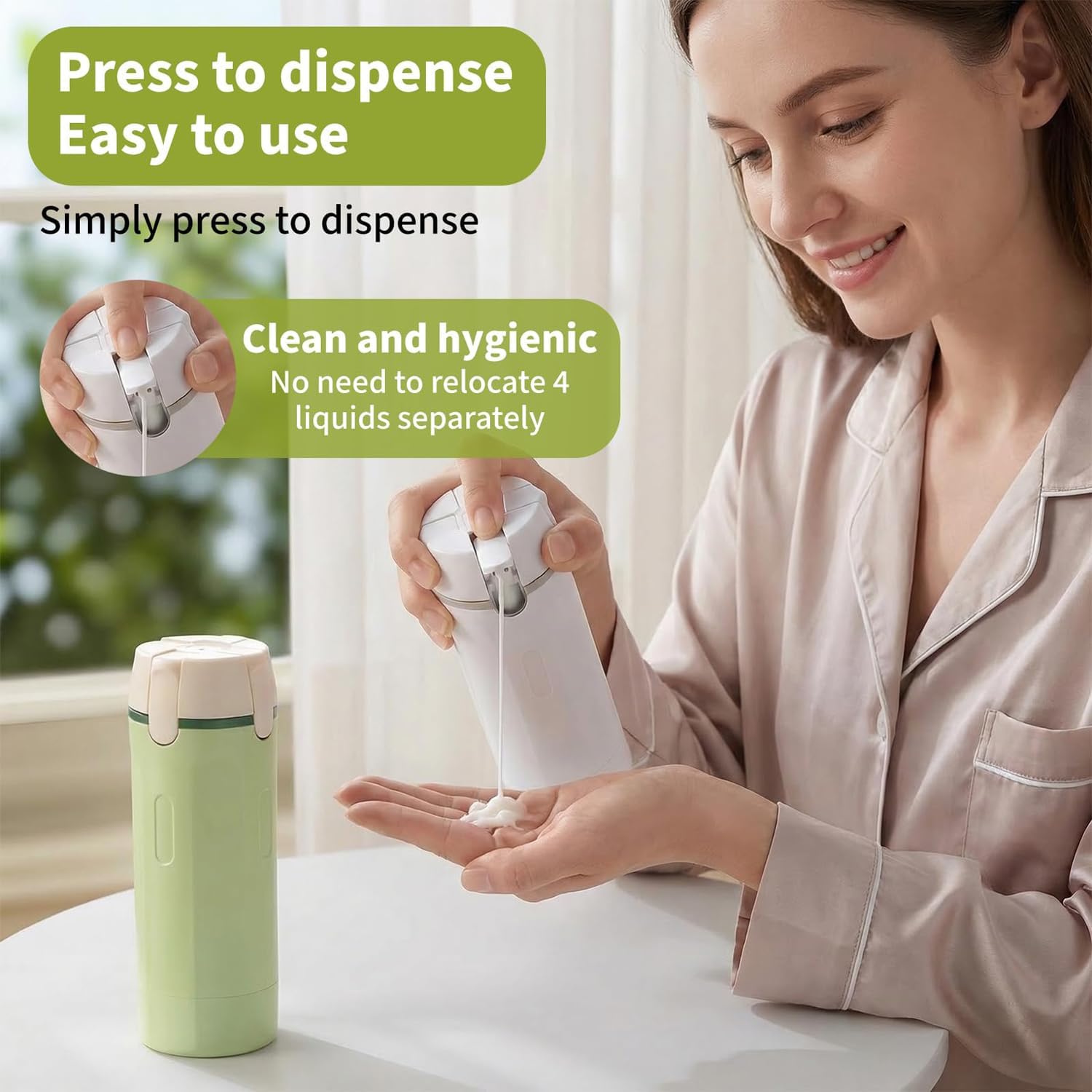 4 in 1 Travel Dispenser Bottle,Leak Proof Refillable Bottles Store Shampoo, Lotion and More,Transparent with Scale, Easy Squeeze Use, Lightweight & Portable Perfect for Travel,Gym,Camping (MIX-2Pcs)