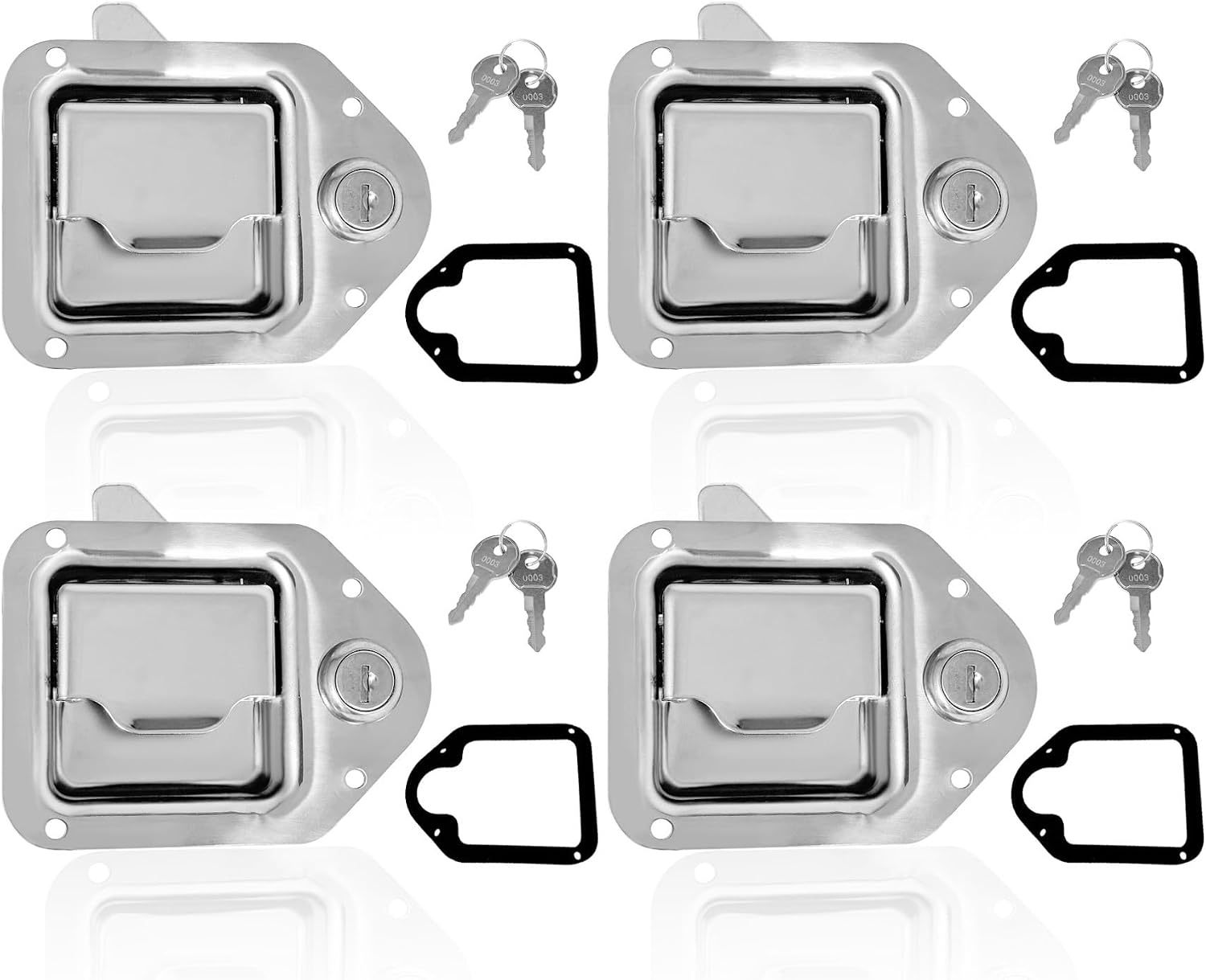 Truck Tool Box Latch Replacement Kit 304 Stainless Paddle Handle Lock with Gaskets and Keys Suitable for RVs Trailers UTVs Campers Trucks Bed Toolboxes
