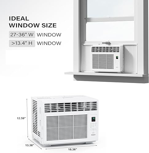 Miniatura 6 de ROVSUN - Aire acondicionado para ventana, ahorro de energía, con control remoto y función de temporizador, 110 V60 Hz, color blanco