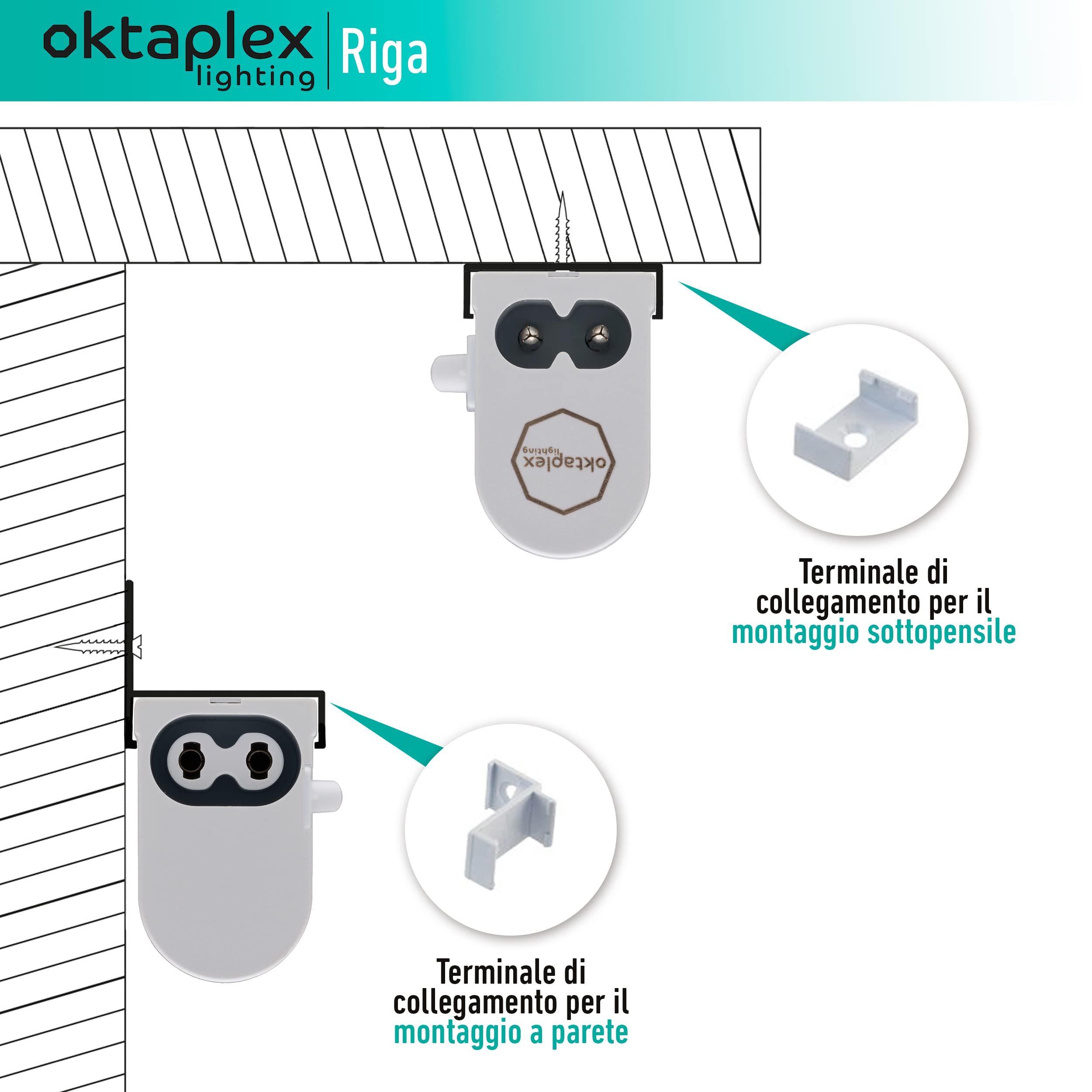 Oktaplex Riga LED sottopensile cucina 84cm bianco neutro 4000K striscia luminosa estensibile sottopensile 1270 lumen 12,7W con interruttore