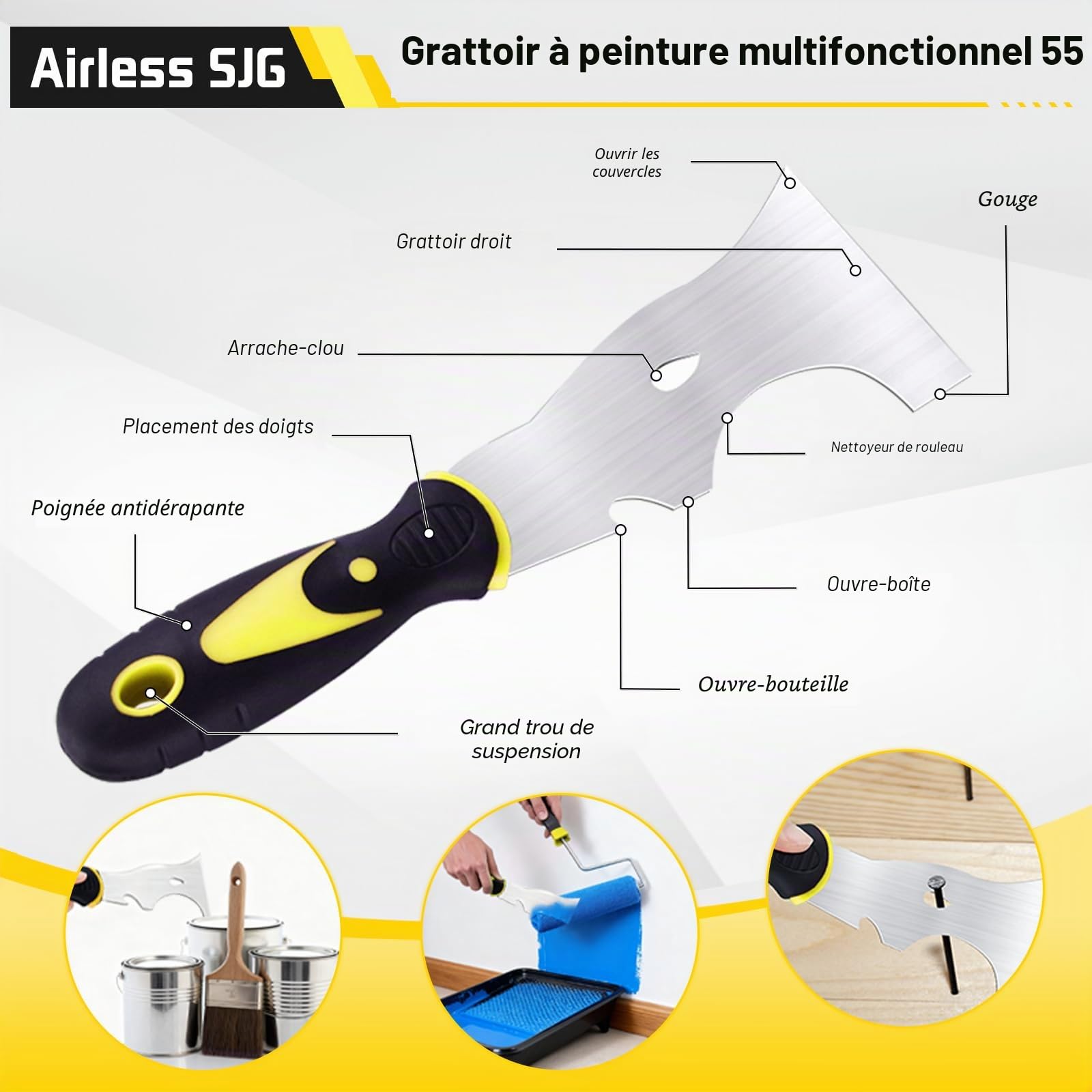 Kit 14pcs Outils Plaquiste Professionnel, Couteaux à Mastic et Enduire en Acier Inoxydable 304, Bac à Enduit 35cm, Éponges Abrasives Réutilisables, Sac de Transport Oxford – Rénovation Maison