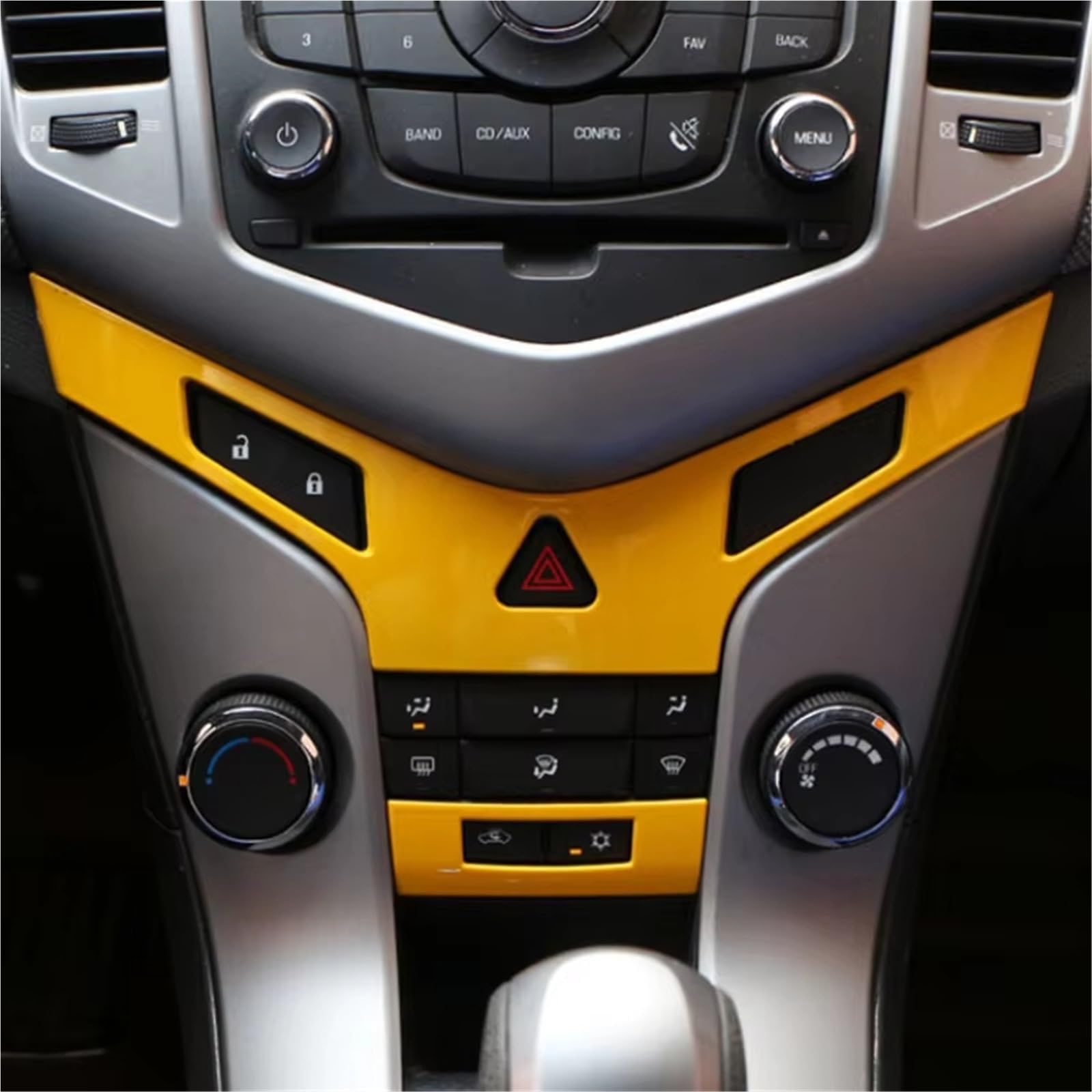 Compatible With Chevrolet For Cruze 2009 2010 2011 2012 2013 2014 2015 Car Central Control Panel Decorative Patch Cover Accessory Part Car Interior Patrs(Yellow)