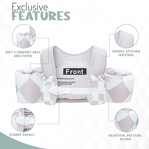 Miniatura 3 de KIDSco Swim Vest for Kids 30-50 lbs. A Puddle Jumper Swimming Float Aid with Shoulder Straps and Arm Water Wings. for Boys and Girls Aged 2-6