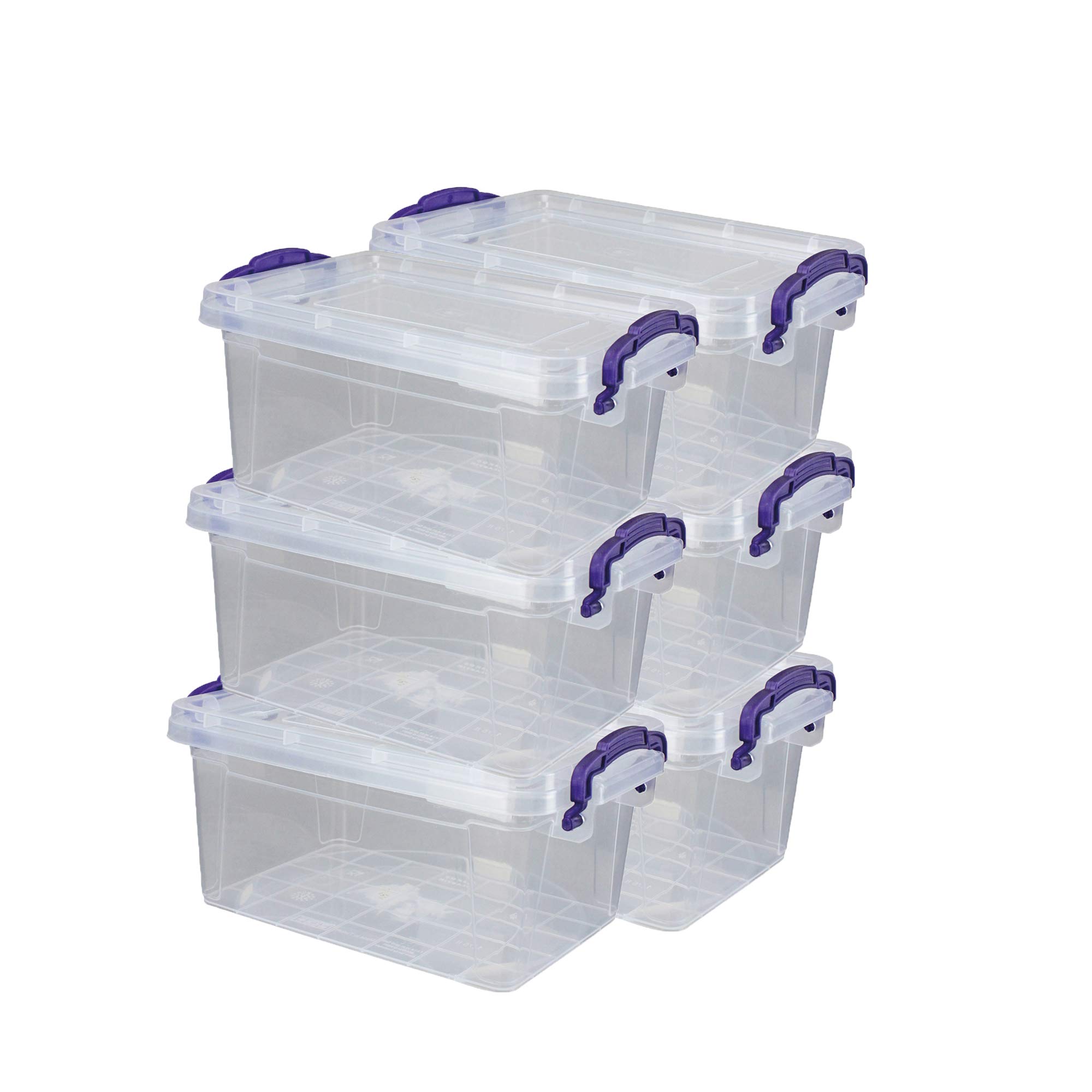 DIES&DAS 6er Set stapelbare Aufbewahrunsboxen Lagerboxen mit Deckel/Klickverschluss u. Griffen - 8,5 L Lebensmittelecht