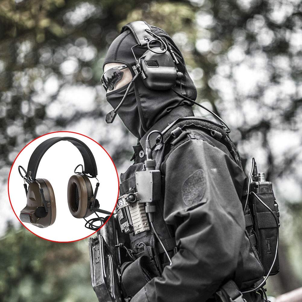 NDNCZDHC C2 Tactical Headset, Outdoor Adjustable Foldable Wired Earmuffs, Microphone Headset for Combat Games