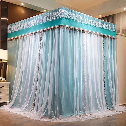 Vista 91 de Toldo de cama de 4 postes de esquina de princesa y bonita mosquitera para cama de niñas, dormitorio de adultos, habitaciones de niños; red de Vino