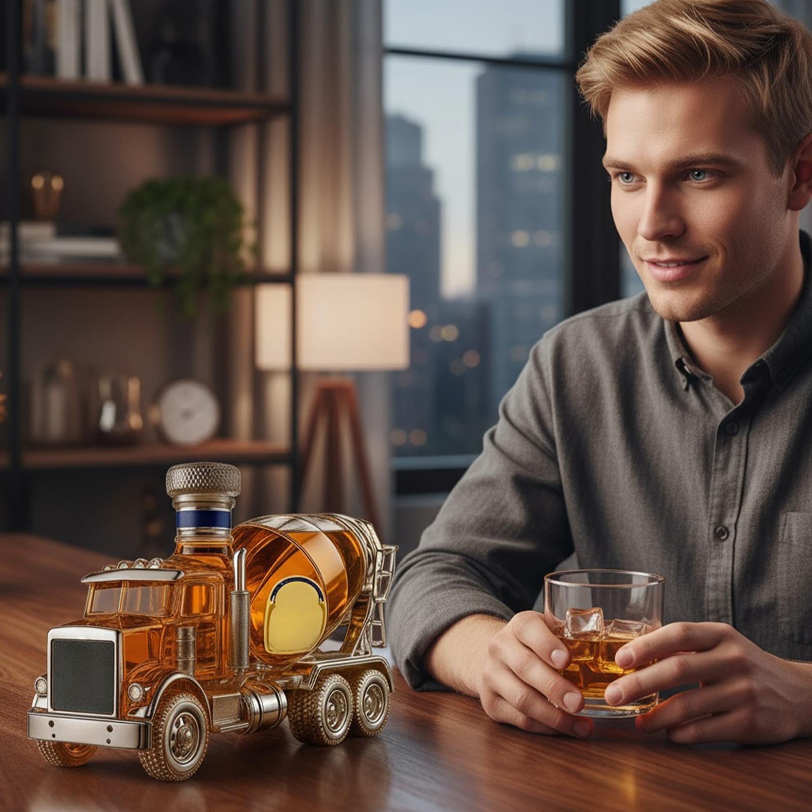 Decanter per whisky, decanter in vetro a forma di camion, divertente bottiglia di vino – per compleanno, Natale, matrimonio, inaugurazione della casa, bar, feste a casa, celebrazioni, vino