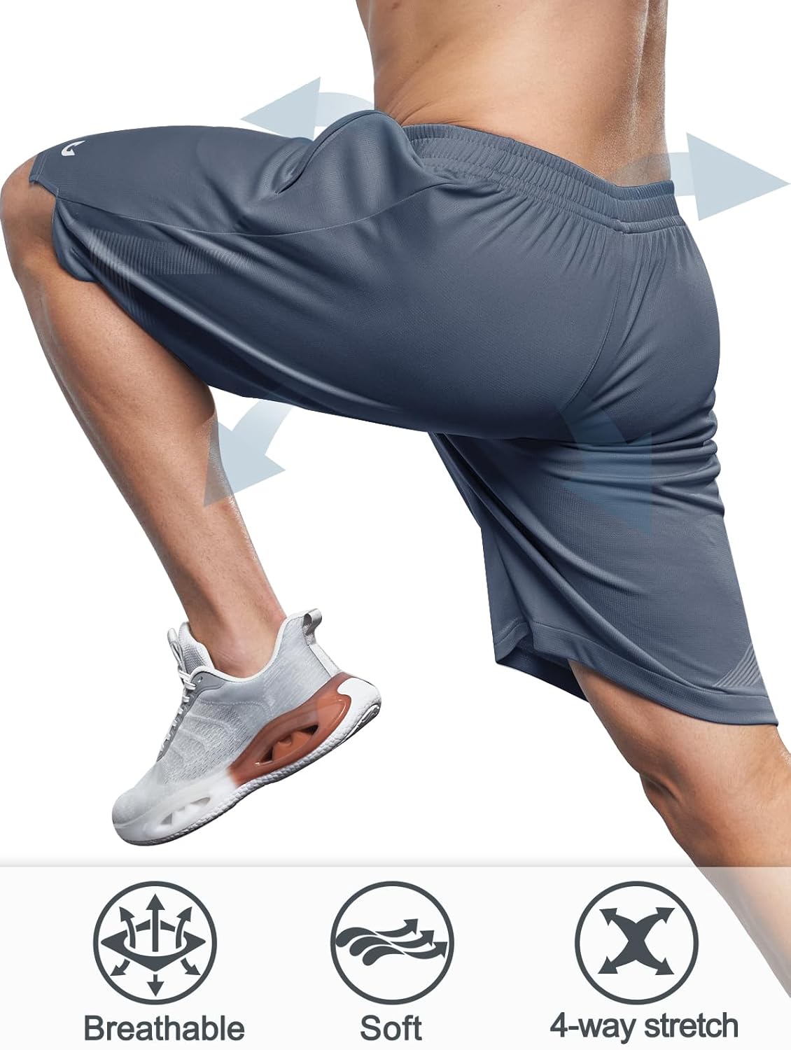 NORTHYARD Men's 10" Athletic Basketball Shorts with Zipper Pockets Quick Dry Lightweight Running Workout Gym Tennis Shorts - Image 4