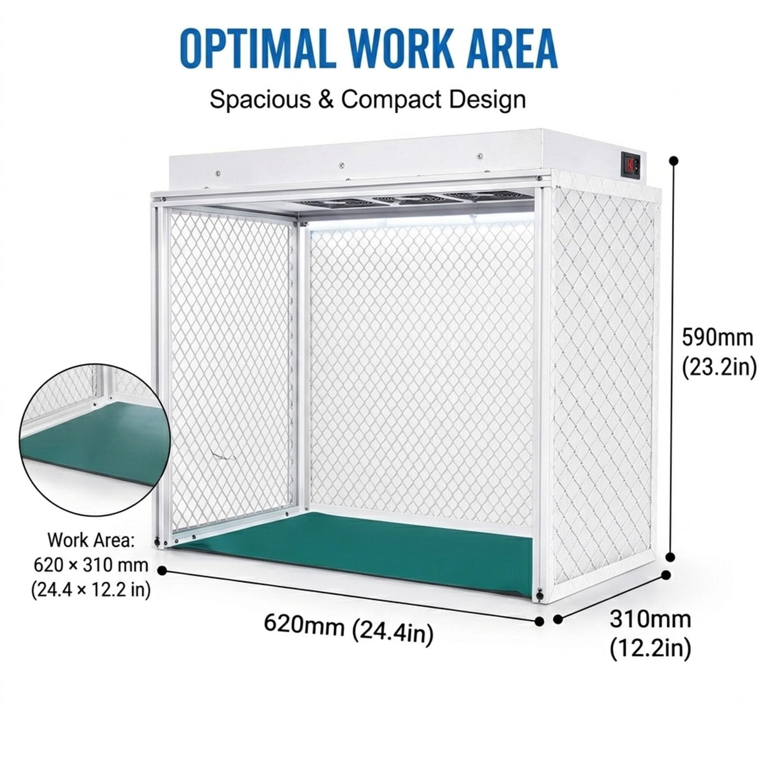Banco Pulito a Flusso Laminare Verticale per Micologia, Filtrazione HEPA Professionale, Area in Alluminio per Coltura In Vitro e Ricerca di Laboratorio Senza Polvere