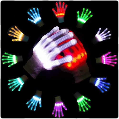 Juguetes para edades de 8 a 13 años y juguetes para niños de 7 años en adelante, guantes LED para niños, guantes rave, 12 colores, Halloween,