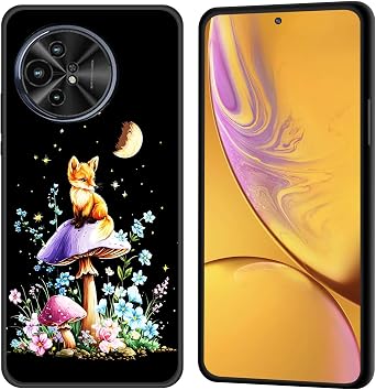 for TCL 60 XE NxtPaper Case,Premium Soft Silicone Rubber Anti-Scratch Shockproof Full-Body Protective Bumper Case Cover for TCL 60 XE NxtPaper, Fox on Purple Mushroom