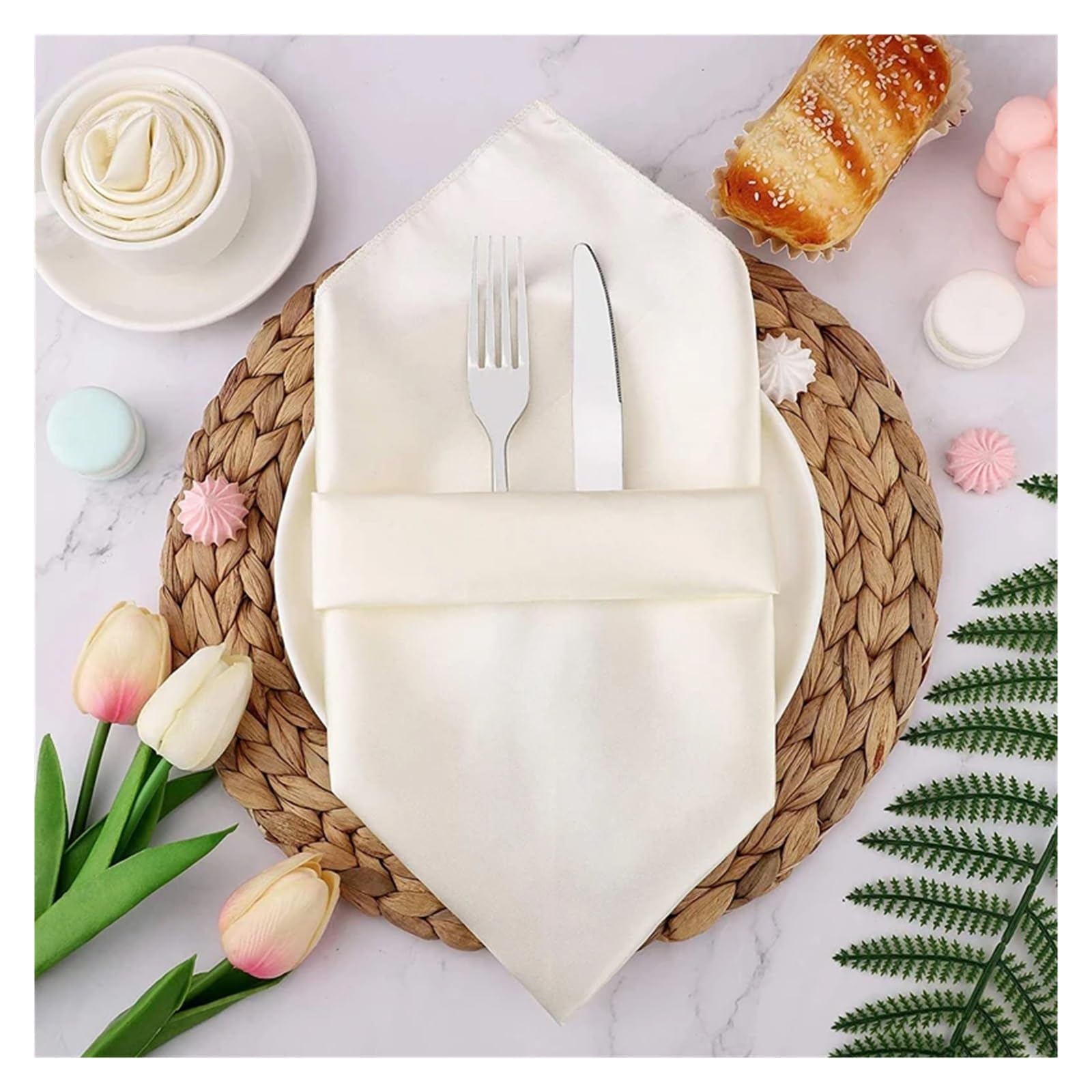 10 tovaglioli da tavola in raso, fazzoletti lavabili for matrimoni, compleanni, banchetti, feste di Natale, decorazioni