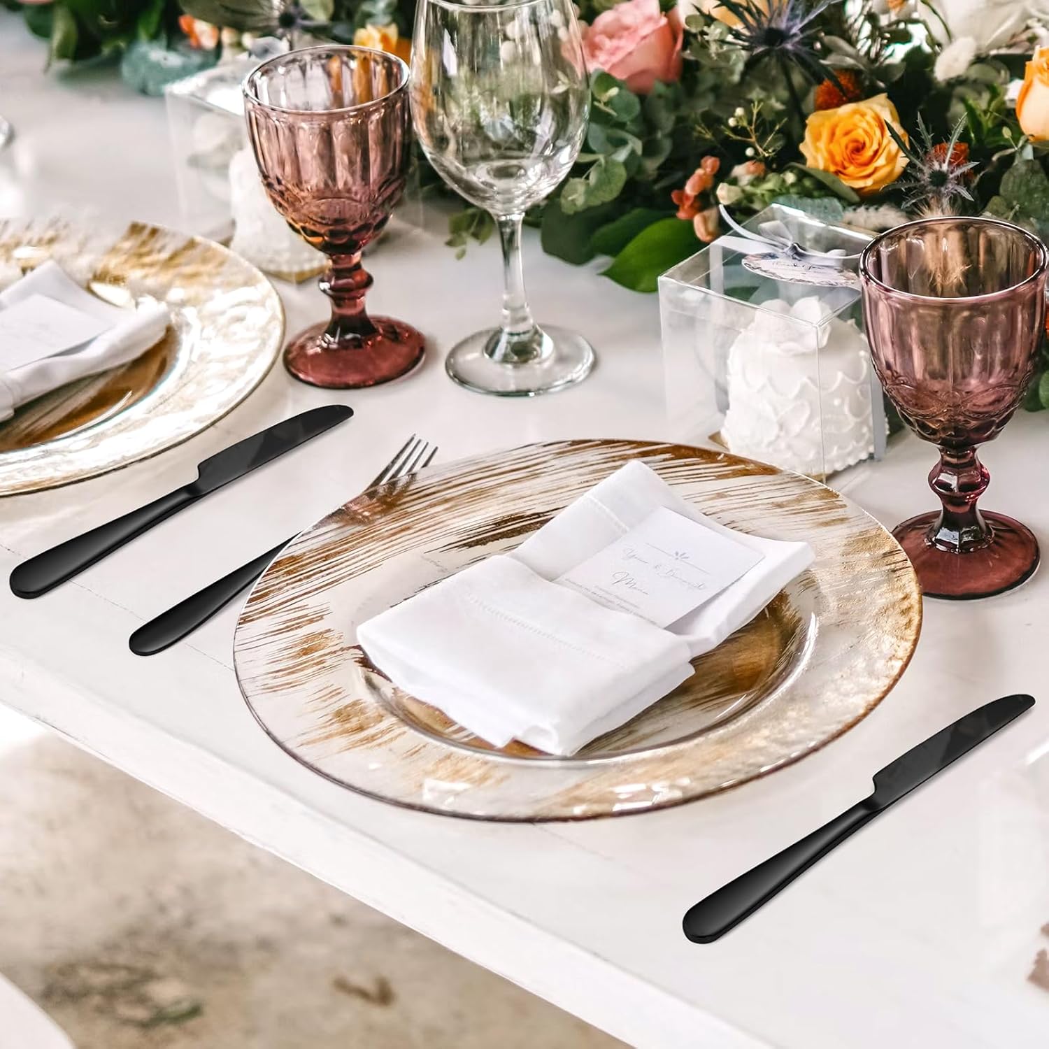 EUIRIO Black Silverware Set, 40-Piece Classic Cutlery Set for 8, Heavy Duty Stainless Steel Mirror Flatware Set, Food-Grade Utensil Sets Includes Spoons Forks and Knives, Dishwasher Safe