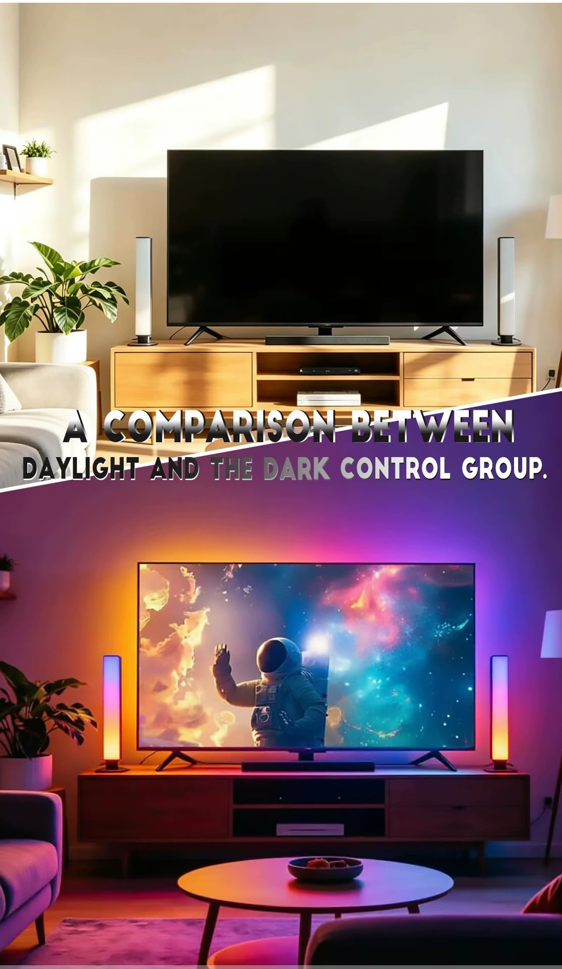 Lot de 2 barres lumineuses RVB avec contrôle du son, synchronisation de la musique, lumière d'ambiance LED avec 16 millions de couleurs, modes dynamiques et contrôle par application, lumières de jeu