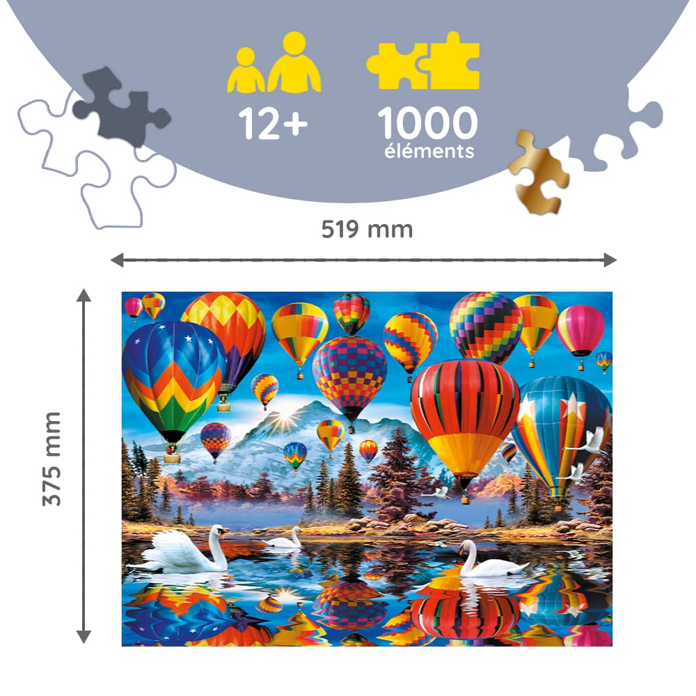 Trefl - Puzzle en Bois, Ballons Colorés - 1000 Pièces, Artisanat en Bois, Formes Irrégulières, 100 Figures De Monuments Et Symboles Américains, Puzzle Moderne De Qualité Supérieure, Bricolage