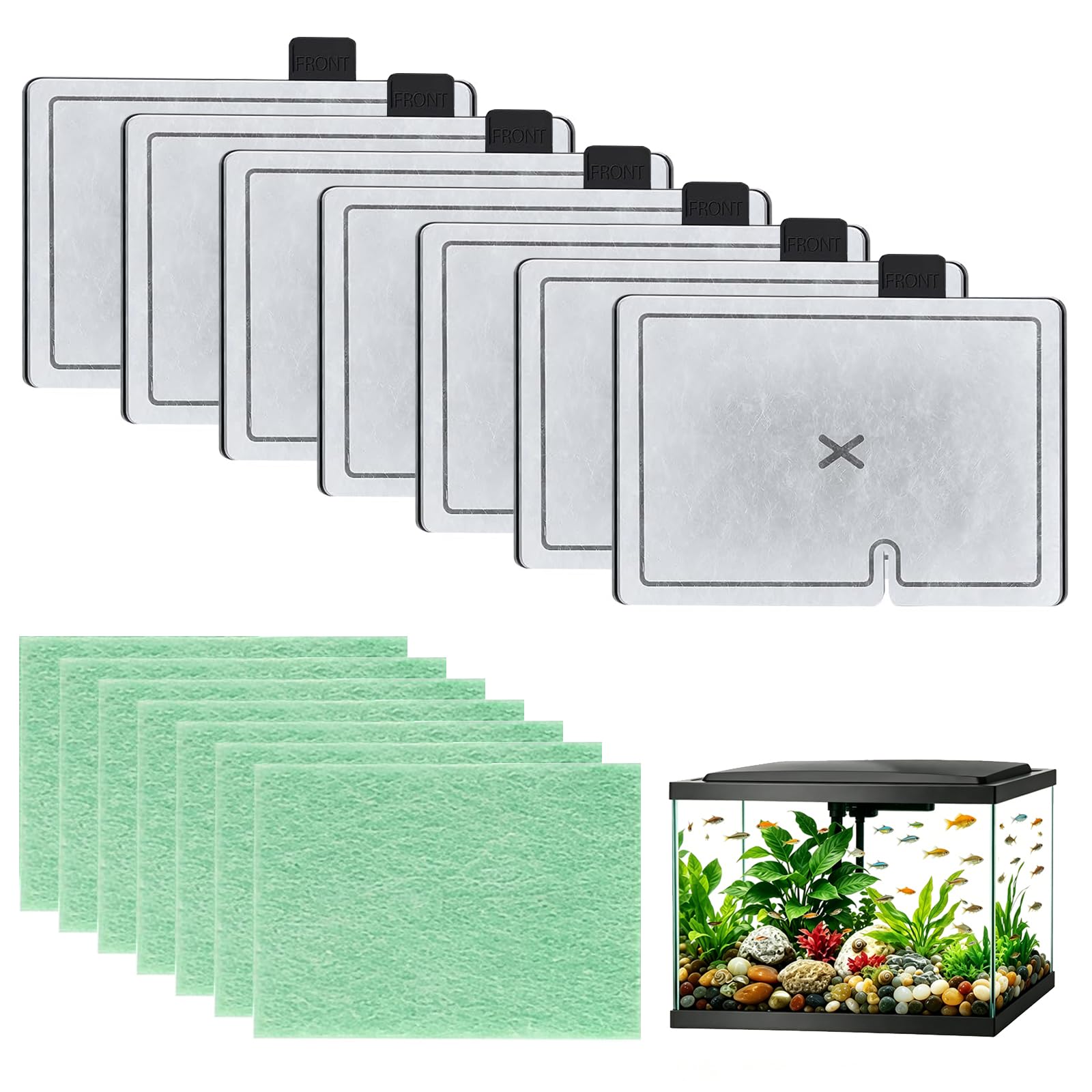14 PCS CF1 Filter Compatible with Interpet CF1, 7 Month Service Kit, Fish Tank Filter Cartridges + Filter Pads Replacement Pack for Aquarium, Interpet Internal CF1 Cartridge Filter Refill